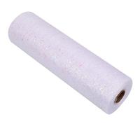 Neel Blue 25M X 29Cm Sequin Tulle Fabric Roll Tulle Mesh Fabric - White