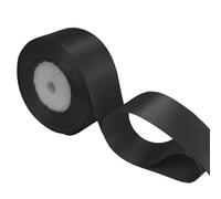 Neel Blue 25mm Black Double Sided Satin Polyester Ribbon Roll, 25 Metres
