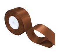 Neel Blue 25mm Brown Double Sided Satin Polyester Ribbon Roll, 25 Metres