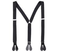 Neel Blue 25mm Men's Elastic Suspenders Y Shape, Button Hole Braces, Black & Silver