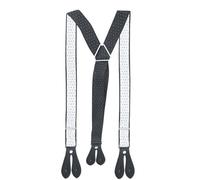 Neel Blue 25mm Men's Elastic Suspenders Y Shape, Button Hole Braces, Black & White Dots