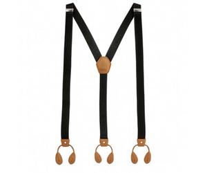 Neel Blue 25mm Men's Elastic Suspenders Y Shape, Button Hole Braces, Black With Brown
