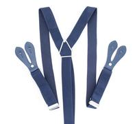 Neel Blue 25mm Men's Elastic Suspenders Y Shape, Button Hole Braces, Navy
