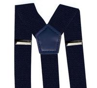 Neel Blue 25mm Men's Elastic Suspenders Y Shape, Button Hole Braces, Navy & Navy