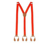 Neel Blue 25mm Men's Elastic Suspenders Y Shape, Button Hole Braces, Red With Brown