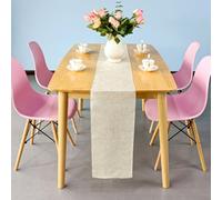 Neel Blue 29Cm X 275Cm Plain Hessian Table Runner, Cream