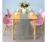 Neel Blue 29Cm X 275Cm Plain Hessian Table Runner, Grey