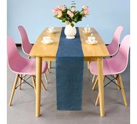 Neel Blue 29Cm X 275Cm Plain Hessian Table Runner, Midnight Blue