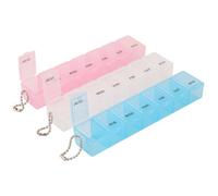 Neel Blue 3-Pack 7-Day Single Dose Weekly Pill Organiser, 7-Compartment Medicine Organiser With Snap Lids