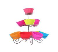 Neel Blue 3 Tier Metal Cupcake Stand, Cupcake Holder For Party Table Decoration