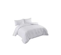 Neel Blue 300TC Cotton Duvet Cover Set with 2 Pillowcases, White Satin Stripe, Double, 200cm x 200cm | Size: Double Neel Blue White Double