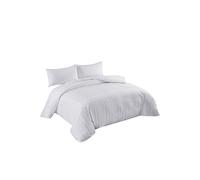 Neel Blue 300TC Cotton Duvet Cover Set with 2 Pillowcases, White Satin Stripe, Super King, 220cm x 260cm | Size: Super King Neel Blue White Super King