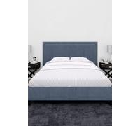 Neel Blue 300TC Cotton Fitted Sheet, White Satin Stripe, Double, 135x190x30cm | Size: Double Neel Blue White Double