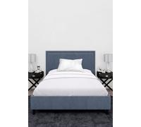 Neel Blue 300TC Cotton Fitted Sheet, White Satin Stripe, Single, 90cmx190cmx30cm | Size: Single Neel Blue White Single