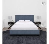 Neel Blue 300Tc White Fitted Sheet Satin Stripe, Double Size, 135Cmx190Cmx30Cm