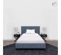 Neel Blue 300Tc White Fitted Sheet Satin Stripe, Single Size, 90Cmx190Cmx30Cm