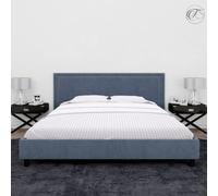 Neel Blue 300Tc White Fitted Sheet Satin Stripe, Super King Size, 180Cmx200Cmx30Cm