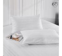 Neel Blue 300Tc White Satin Stripe Pillowcases With Zip Closure, 50Cm X 75Cm, Pack Of 2