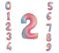 Neel Blue 32 Inch Self-Inflating Foil Balloons 2 Number Balloons For Birthdays Wedding Anniversaries, Rainbow