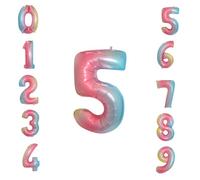 Neel Blue 32 Inch Self-Inflating Foil Balloons 5 Number Balloons For Birthdays Wedding Anniversaries, Rainbow