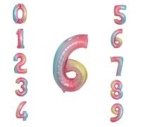 Neel Blue 32 Inch Self-Inflating Foil Balloons 6 Number Balloons For Birthdays Wedding Anniversaries, Rainbow