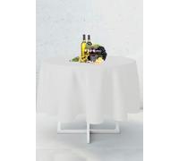 Neel Blue 335cm Round Polyester Tablecloth, Premium Circular Linen Table Cover in White Neel Blue White