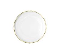 Neel Blue 33cm Charger Plates with Beaded Design Glass Plates for Dinner Table Decoration in Gold Neel Blue Gold