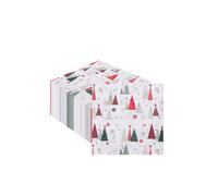 Neel Blue 33cm Geometric Christmas Trees Design on White Paper Napkins - 20pcs Neel Blue White