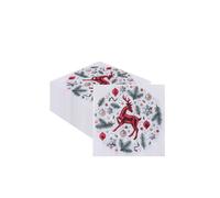 Neel Blue 33cm Red Reindeer & Pine Leaves White Paper Napkins - 20pcs Neel Blue White
