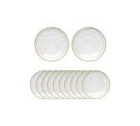 Neel Blue 33cm Set of 12 Charger Plates with Beaded Design Glass Plates for Dinner Table Decoration in Gold Neel Blue Gold