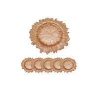 Neel Blue 33cm Set of 6 Charger Plates Vintage Design Glass Plates for Dinner Table Decoration in Metallic Gold Neel Blue Metallic Gold