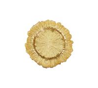Neel Blue 33cm Set of 6 Charger Plates Vintage Design Glass Plates for Dinner Table Decoration in Metallic Gold Neel Blue Metallic Gold