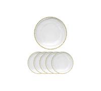 Neel Blue 33cm Set of 6 Charger Plates with Beaded Design Glass Plates for Dinner Table Decoration in Gold Neel Blue Gold