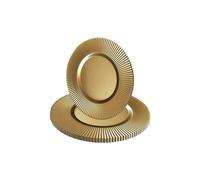 Neel Blue 33cm Set of 6 Charger Plates with Ribbed Edge for Dinner Table Decoration in Metallic Gold Neel Blue Metallic Gold