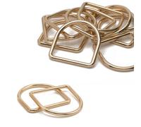 Neel Blue 35mm Welded Metal D Ring Buckle For Purse, Pet Collars, Webbing Strap, Gold - 10Pcs