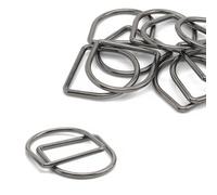 Neel Blue 35mm Welded Metal D Ring Buckle For Purse, Pet Collars, Webbing Strap, Gunmetal - 10Pcs
