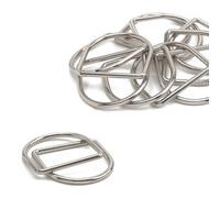 Neel Blue 35mm Welded Metal D Ring Buckle For Purse, Pet Collars, Webbing Strap, Silver - 10Pcs