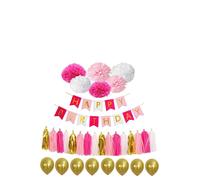 Neel Blue 35PCS Happy Birthday Decorations Set - Hot Pink in Bright Pink Neel Blue Bright Pink