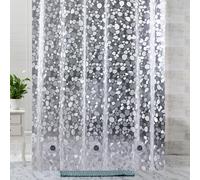 Neel Blue 3D Pebbles Shower Curtain Pvc Waterproof Bath Curtain With 12 Hooks, Mildew & Mould - 180X180Cm