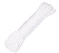 Neel Blue 3mm Wide Nylon Braided Cord Rattail Cord, White - 10 Metres