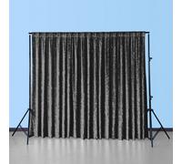 Neel Blue 3X3M Crushed Velvet Backdrop, Photography Background Blackout Curtain - Black