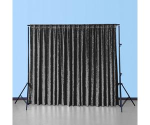 Neel Blue 3X3M Crushed Velvet Backdrop, Photography Background Blackout Curtain - Black