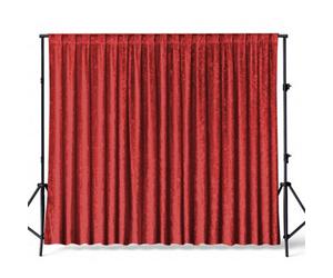 Neel Blue 3X3M Crushed Velvet Backdrop, Photography Background Blackout Curtain - Red