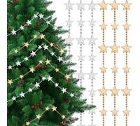 Neel Blue 4 Metres Christmas Bead Chain Garland, Gold & Silver Star Design - 2Pcs