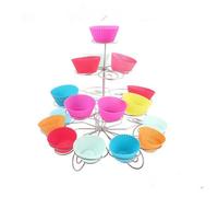 Neel Blue 4 Tier Metal Cupcake Stand, Cupcake Holder For Party Table Decoration