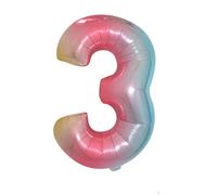 Neel Blue 40 Inch Self-Inflating Foil Balloons 3 Number Balloons For Birthdays Wedding Anniversaries, Rainbow
