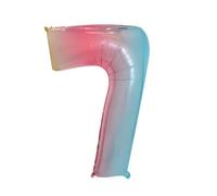 Neel Blue 40 Inch Self-Inflating Foil Balloons 7 Number Balloons For Birthdays Wedding Anniversaries, Rainbow