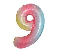 Neel Blue 40 Inch Self-Inflating Foil Balloons 9 Number Balloons For Birthdays Wedding Anniversaries, Rainbow