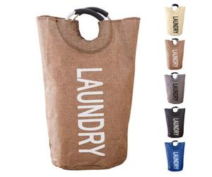 Neel Blue 40L Coffee Collapsible Laundry Hamper With Padded Handles Foldable Laundry Basket