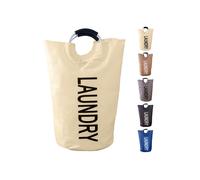 Neel Blue 40L Laundry Basket with Padded Handles Collapsible Laundry Hamper in Beige Neel Blue Beige